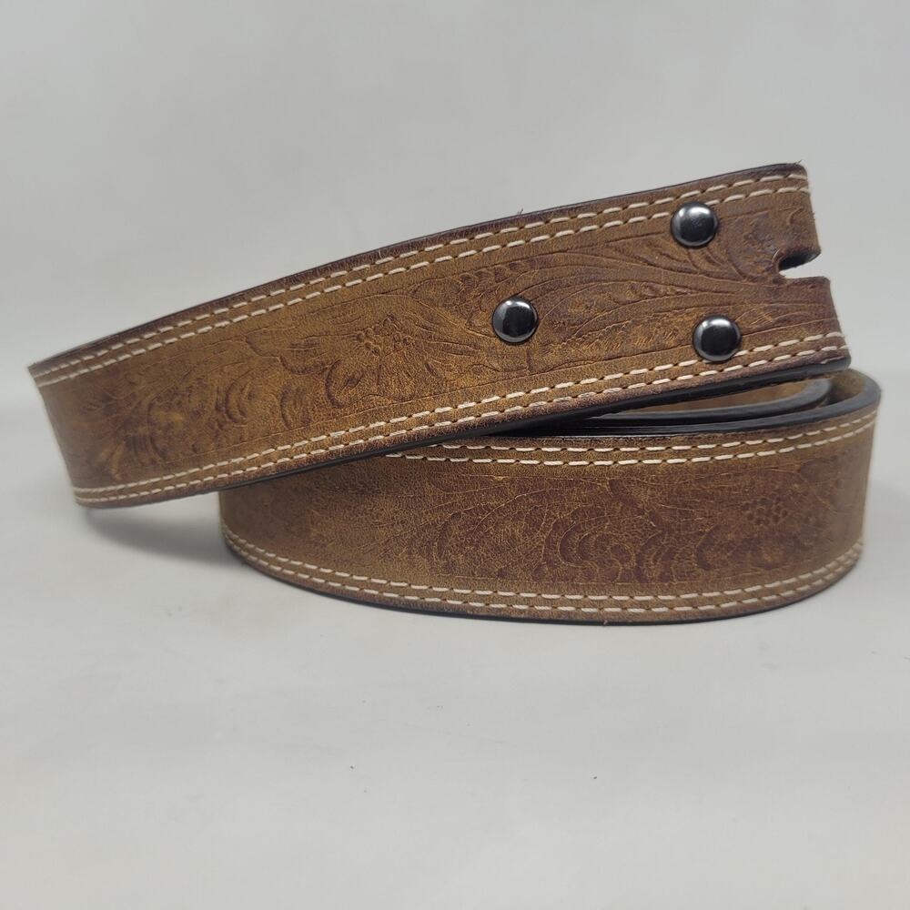 Ariat Belt 44 Brown Leather Tooled Western Floral Cowboy Ranch Rodeo Handcrafted